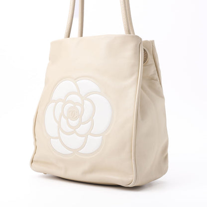 Chanel Camellia Line Tote Bag Lambskin Ivory With Gold Hardware Ladies Bag