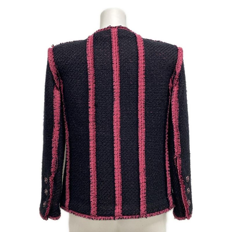 Chanel Jacket Size 36 S Women - P73610 Black And Pink Long Sleeves / Collarless