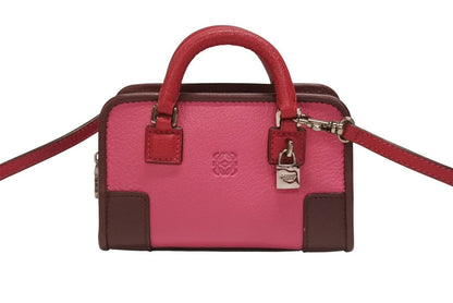 Loewe Amazona Micro Mini 2-Way Shoulder Bag Pouch Leather Pink Bordeaux Silver — view 2