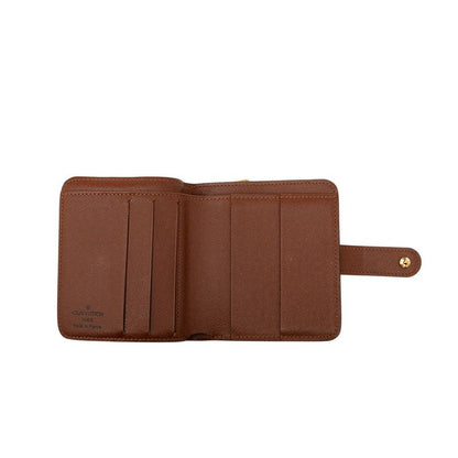 Louis Vuitton Monogram Compact Zip Fold Wallet Compact Wallet M61667 Brown PVC