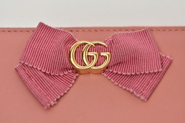 Gucci Wallet Gucci Long Wallet Round Zipper GG Marmont Ribbon Pink 435819 Dlxwj