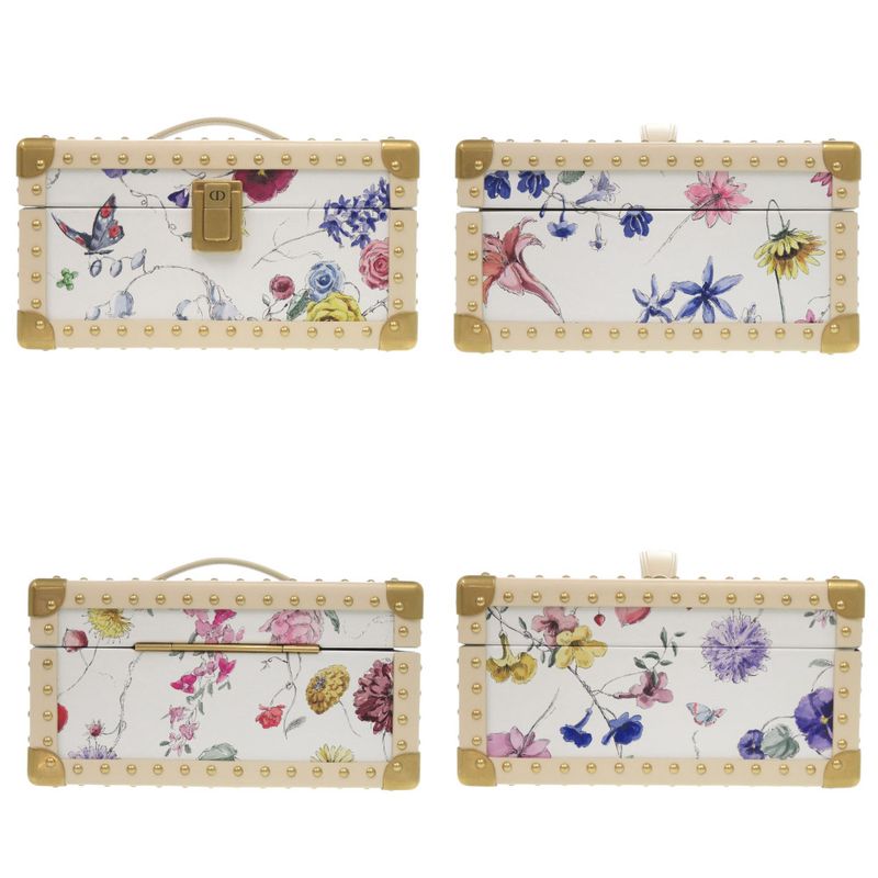 Christian Dior Flower Floral Trunk Leather White Small Bag 1360 Christian Dior