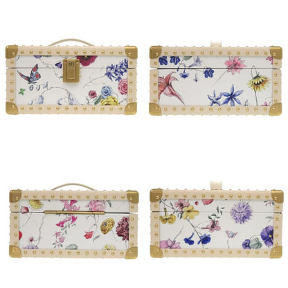 Christian Dior Flower Floral Trunk Leather White Small Bag 1360 Christian Dior