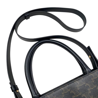 Celine Tote Shoulder Bag Medium Vertical Cabas 194432 Triomphe Black Brown