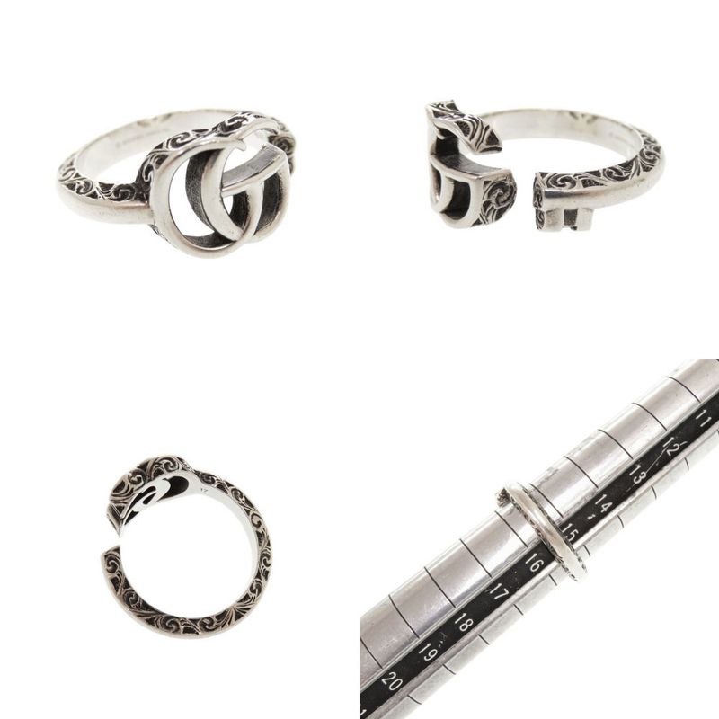 Gucci Double G Silver 925 Size Approx 15-16 (#17) Ring 1241 Gucci