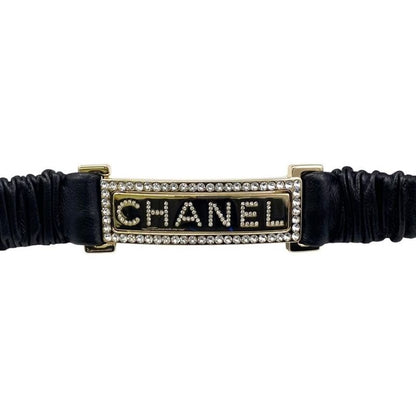 Chanel Belt Aa8499 Lambskin Black with Box and Storage Bag Unused
