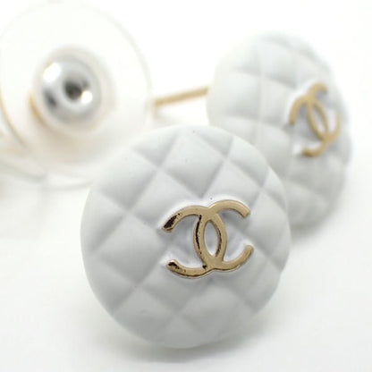 Chanel Earrings A19C Coco Mark Matelasse White Mini Chanel