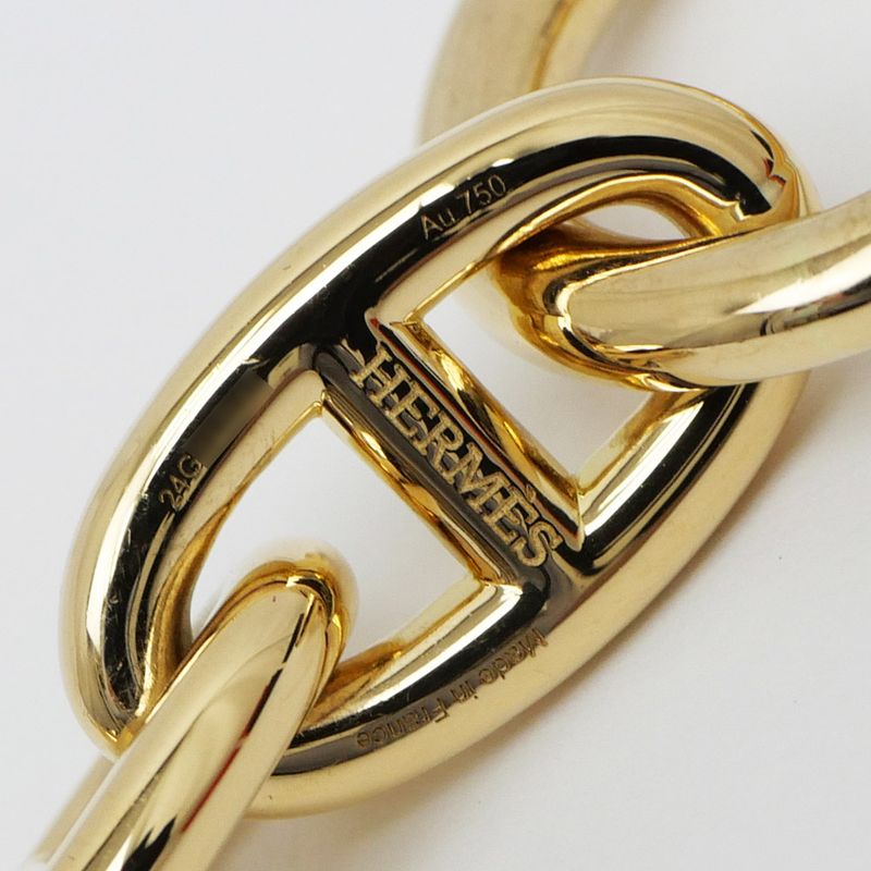 Hermes Chaine D'ancre GM Bracelet 750 YG Yellow Gold 12 Pieces Approx