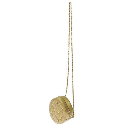 Chanel Matelasse Lambskin Coco Mark Round Chain Shoulder Bag Gold 371307