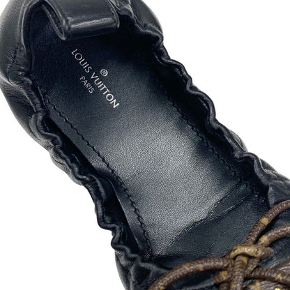 Louis Vuitton Flirty Line Monogram Flat Shoes Leather Black Brown Gold Ballet