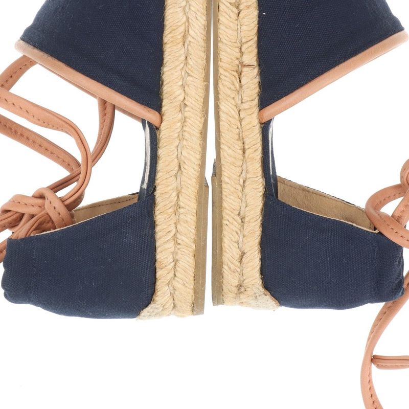 Hermes Canvas And Leather Espadrilles Women's 34 Navy Made In Spain