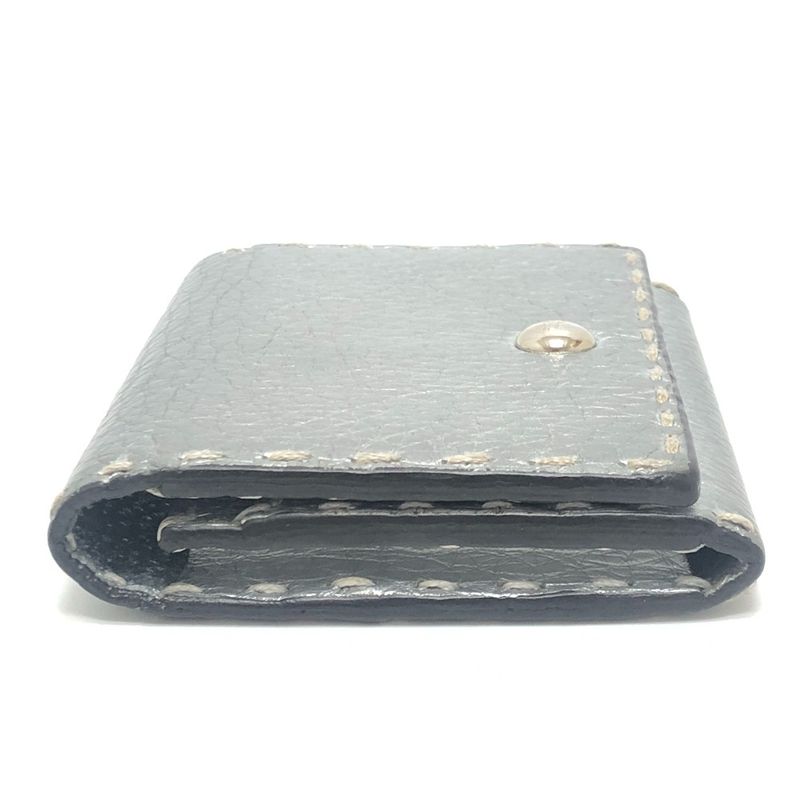Fendi Card Case Selleria Leather Silver