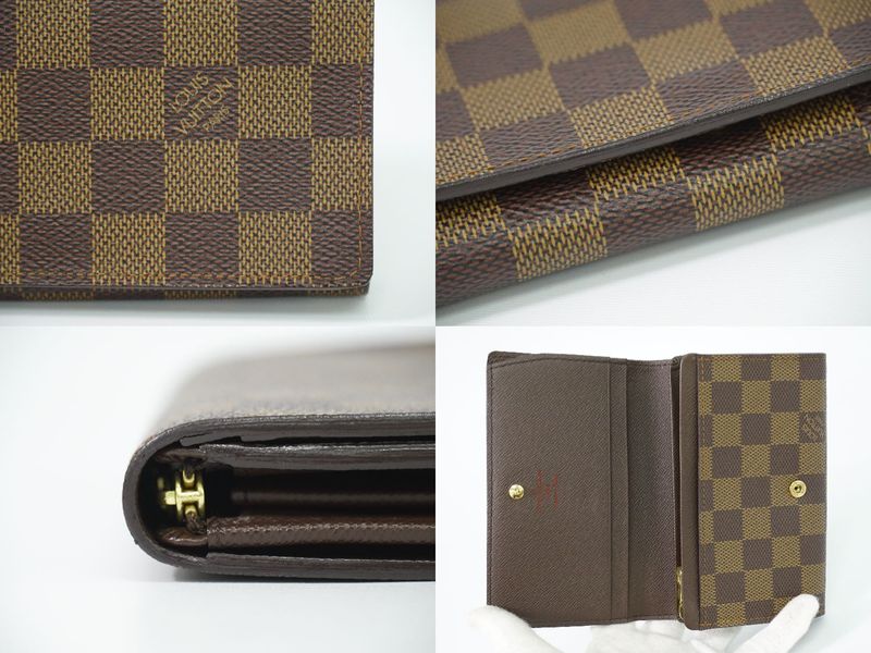 Authentic Louis Vuitton LV Portefeuille Trésor Damier Ebène Fold Wallet Brown