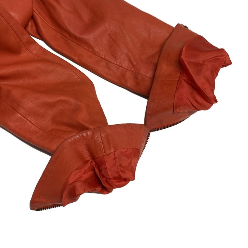 Prada Riders Jacket Size 38 S Women's Orange Lamb Leather / Spring & Autumn