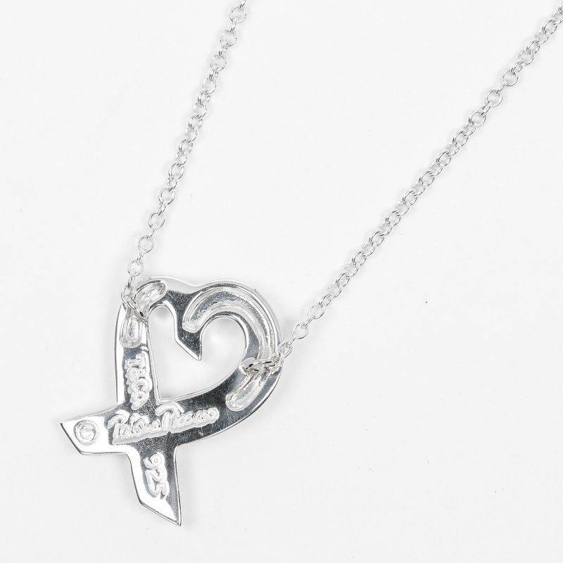 Tiffany & Co Loving Heart 925 Silver X 1P Diamond Ladies 2.66g Necklace