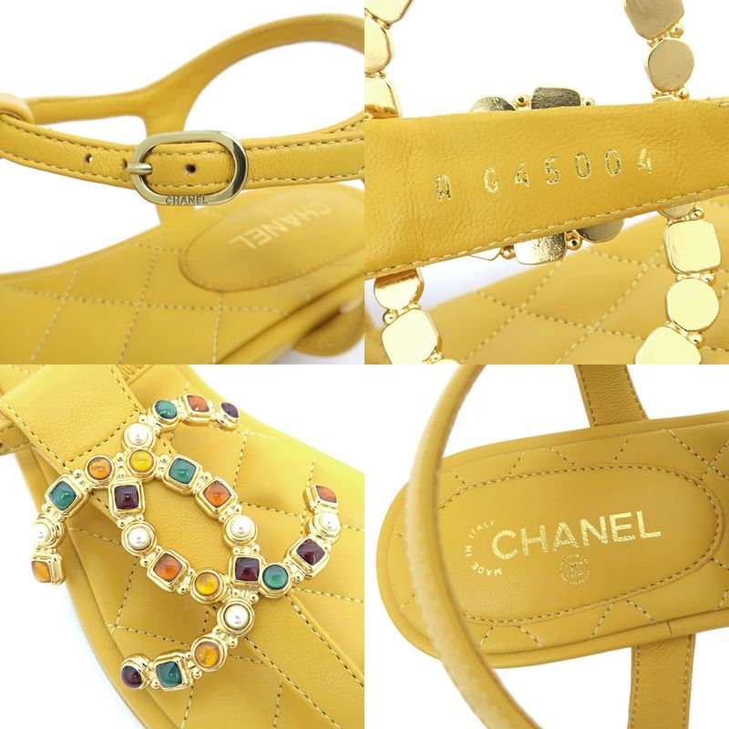 Chanel Flat Sandals G45004 Yellow - 38C Visual - Coco Mark Women's Shoes
