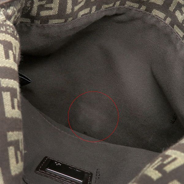 Fendi Shoulder Bag Zucchino Canvas Leather Brown Silver Hardware Brown 8bt075