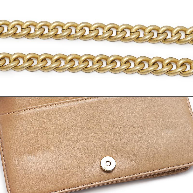 Boy Chanel Chain Wallet In Caviar Skin Beige Gold Hardware