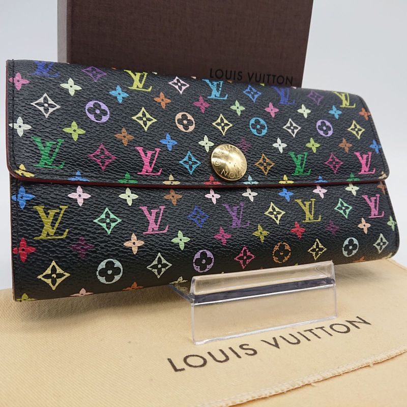 Louis Vuitton Multicolor Sarah Long Wallet Monogram Black Box Storage Bag