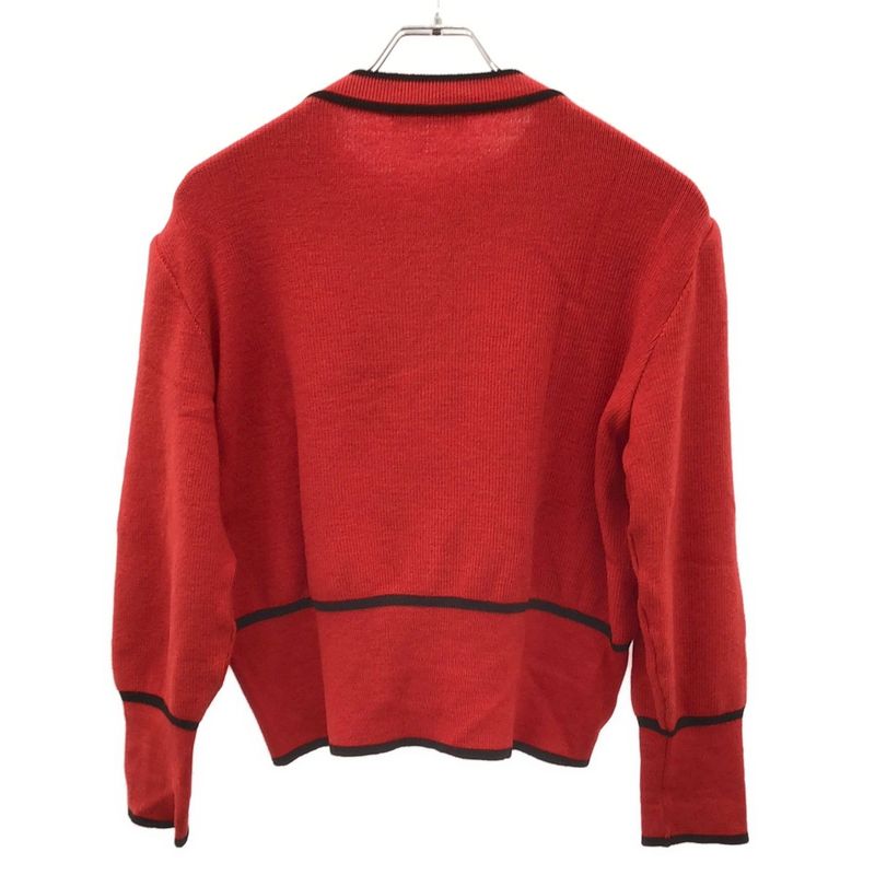 Yves Saint Laurent Multicolor Button Wool Knit Cardigan Red M