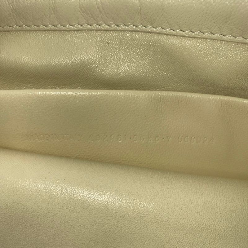 Balenciaga Shearling Logo White Silver Hardware Mouton 492681 Clutch Bag