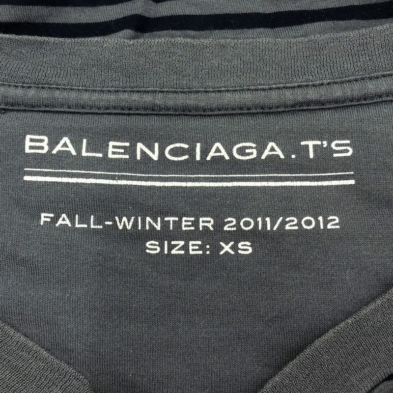 Balenciaga 11aw Paneled Henley Neck Striped Cut & Sewn 273970 Tv977 Gray XS