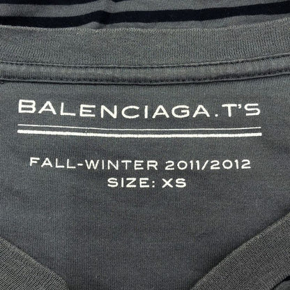 Balenciaga 11aw Paneled Henley Neck Striped Cut & Sewn 273970 Tv977 Gray XS