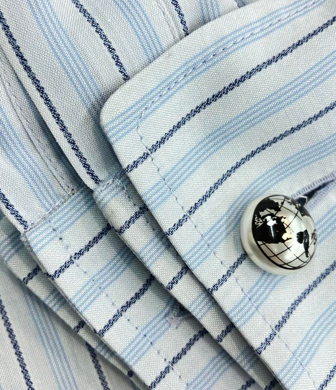 Chanel Stand Collar Stripe Shirt Women's Size 36 (S) Chanel