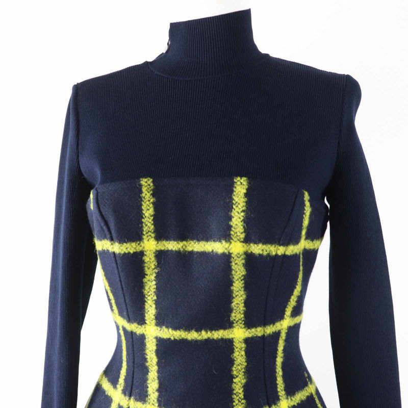 Christian DIOR 5a21617a1161 Wool Mohair Runway Worn Check Flared Knit Dress