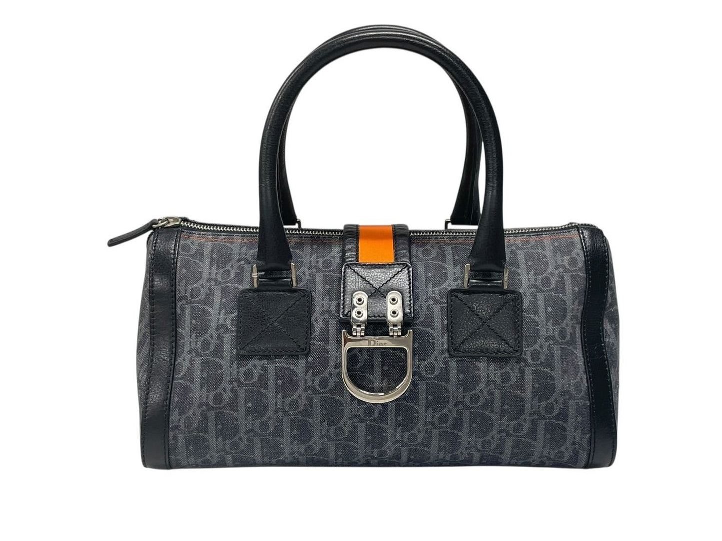 Dior Trotter Line Handbag Navy Orange Silver