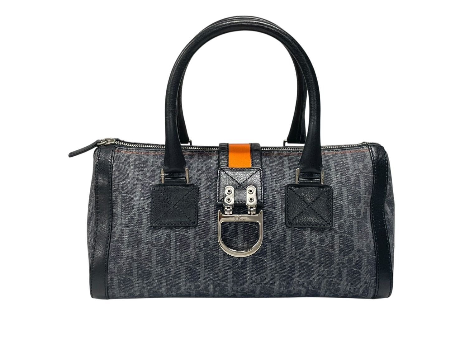 Dior Trotter Line Handbag Navy Orange Silver