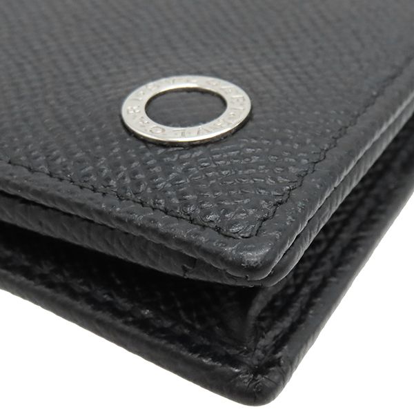 Bvlgari Card Case Bvlgari Man Leather Black Silver Hardware Black Card Holder
