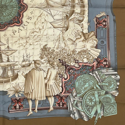 Hermes Carre 90 Azvlejos Noble Ship Scarf Silk Multicolor