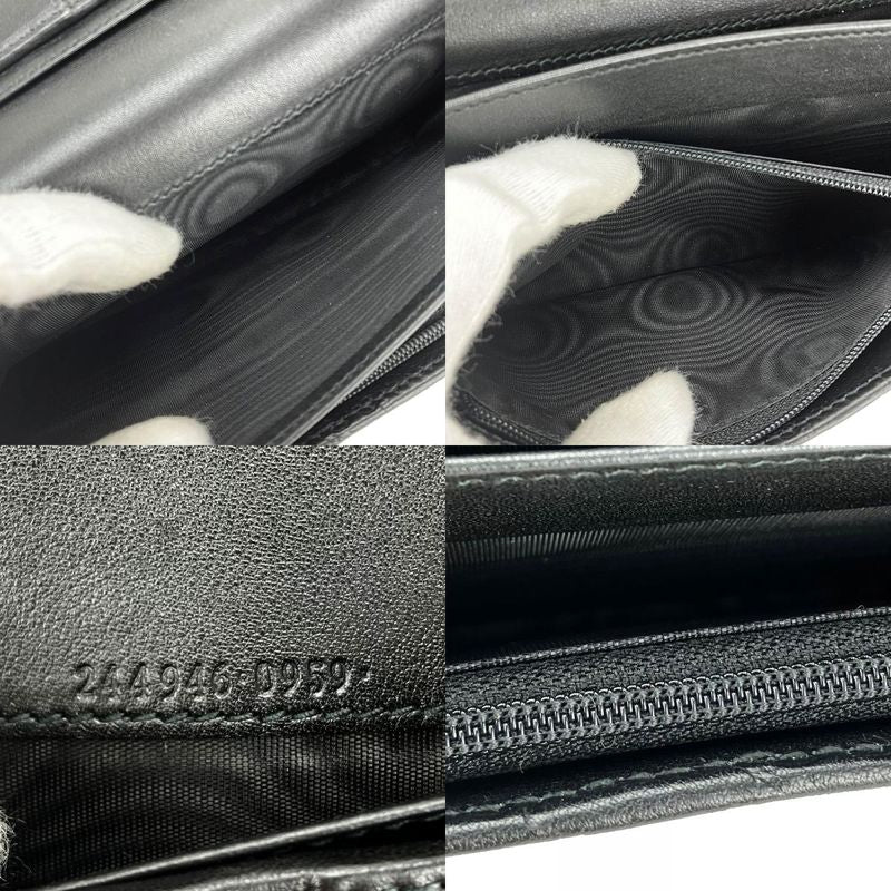 Gucci Long Wallet 244946 Guccissima Cima Leather Black Gold Hardware Everyday
