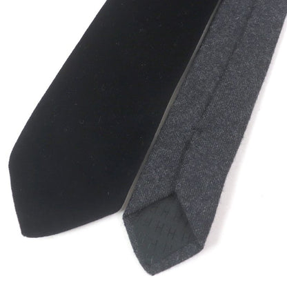 Hermes H Logo Velour Switch Narrow Tie Gray Black Made In France Men's Business