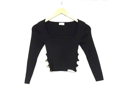 Celine Triomphe Silk And Cotton Long Sleeve Top Size S Clothing Women's Black