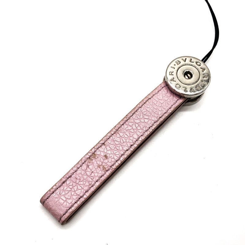 Bvlgari Leather Key Holder Strap Bag Charm Ladies Men's Pink Preowned 005100