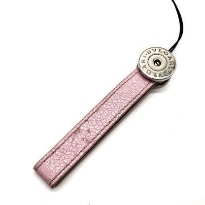Bvlgari Leather Key Holder Strap Bag Charm Ladies Men's Pink Preowned 005100