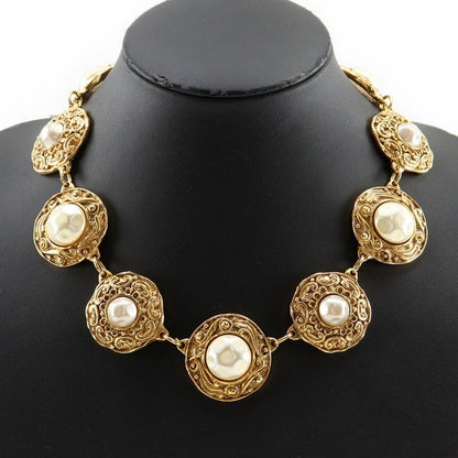 Chanel Vintage Gold Plated And Faux Pearl Ladies 138.3g Necklace