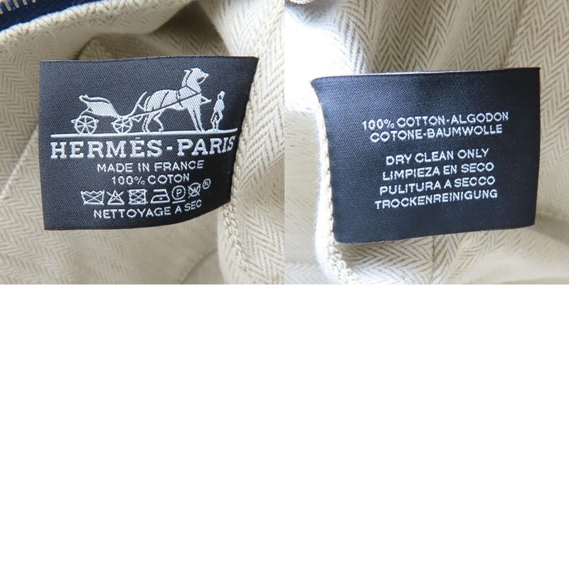 Hermes Pouch Bride-a-black PM Cotton Navy Green Silver Hardware Everyday Use