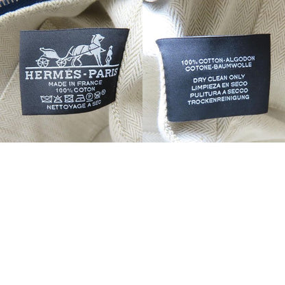 Hermes Pouch Bride-a-black PM Cotton Navy Green Silver Hardware Everyday Use