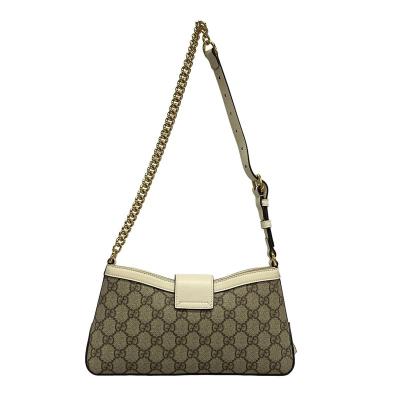Gucci Shoulder Bag Padlockgg Supreme 811705 Beige And White Chain Shoulder