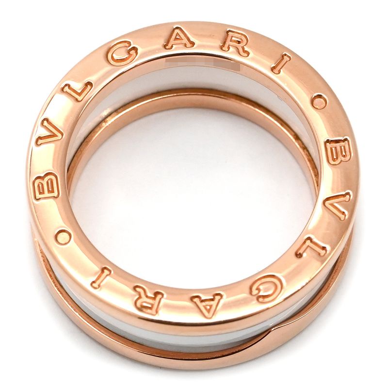 Bvlgari Bvlgari Ring B-Zero1 2 Band Ring 18k Pink Gold Ceramic Pink Gold and