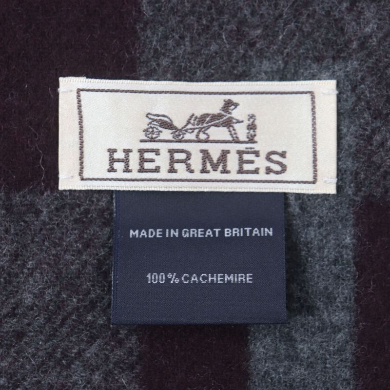 Hermes H Passant 100% Cashmere Current Model Logo Embroidery Fringed Scarf