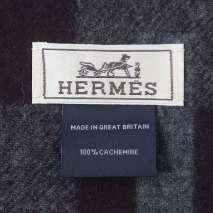 Hermes H Passant 100% Cashmere Current Model Logo Embroidery Fringed Scarf