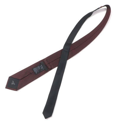 Prada 2020 Ucr77 100% Silk Tie With All Over Pattern Logo Bordeaux Black With