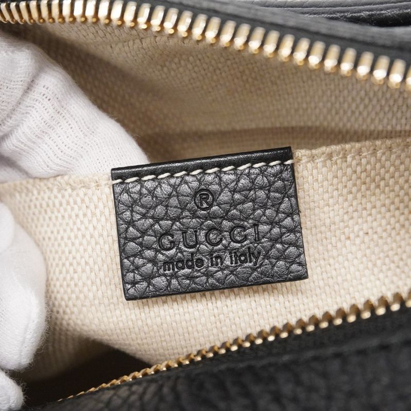 Gucci Shoulder Bag Soho 308364 Leather Black Chien Pan Gold Hardware Women's