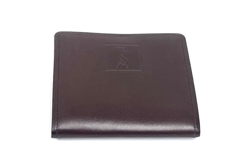 YVES Saint Laurent Coin Case Coin Purse Leather Brown 08bs304