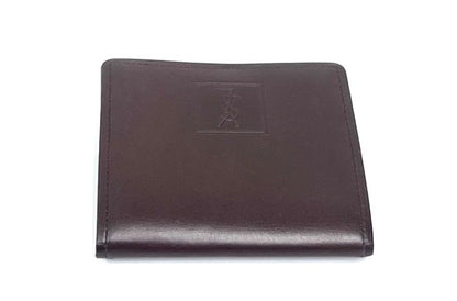 YVES Saint Laurent Coin Case Coin Purse Leather Brown 08bs304