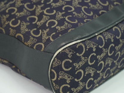 Authentic Celine C Macadam Shoulder Bag Canvas Navy Macadam Bag Pre-owned